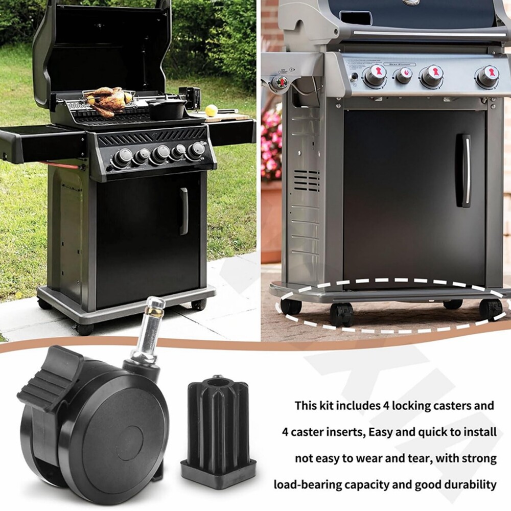 4 Set Fits We-ber 79499 Grills Locking Caster w/Insert (2012-2019) & (2012-2016)