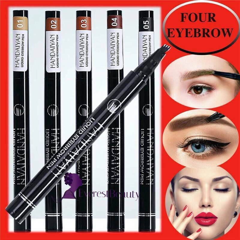2 Pack Long-Lasting Liquid Tattoo Eyebrow Pens: 4 Tips, 3D Fork Microblading Ink