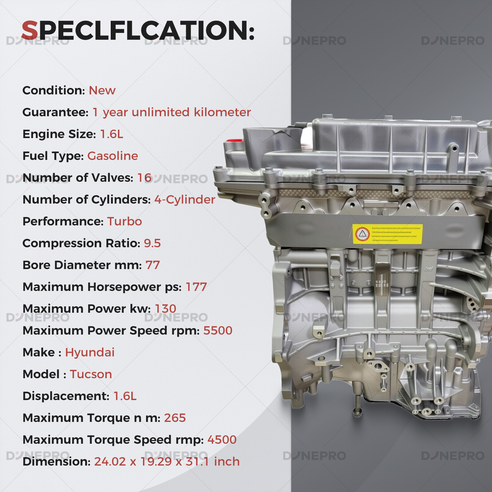 G4FJ 1.6T Engine Assembly For Hyundai Tucson Sonata Elantra Kia Optima Soul NEW