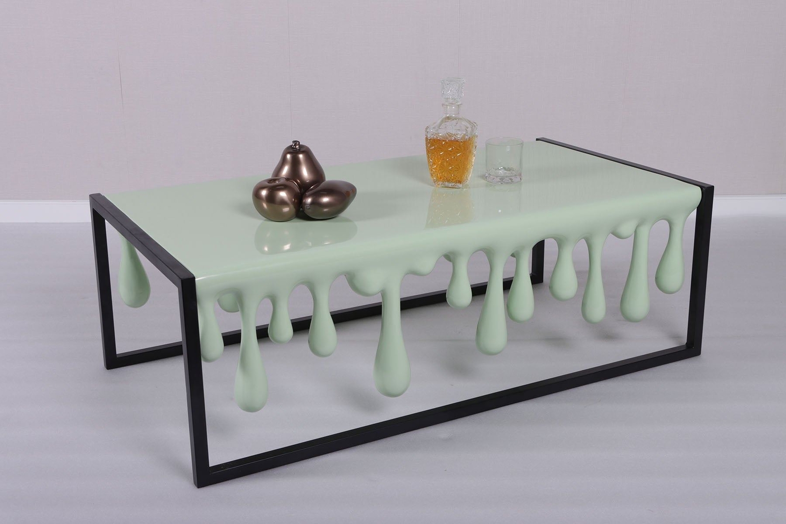 Mint Green Melting Rectangle Table Dripping IceCream Statue Home Furniture Decor