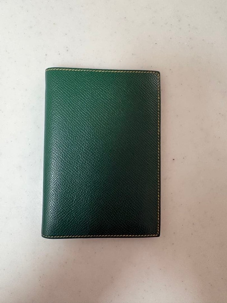 Used HERMES green leather notebook cover