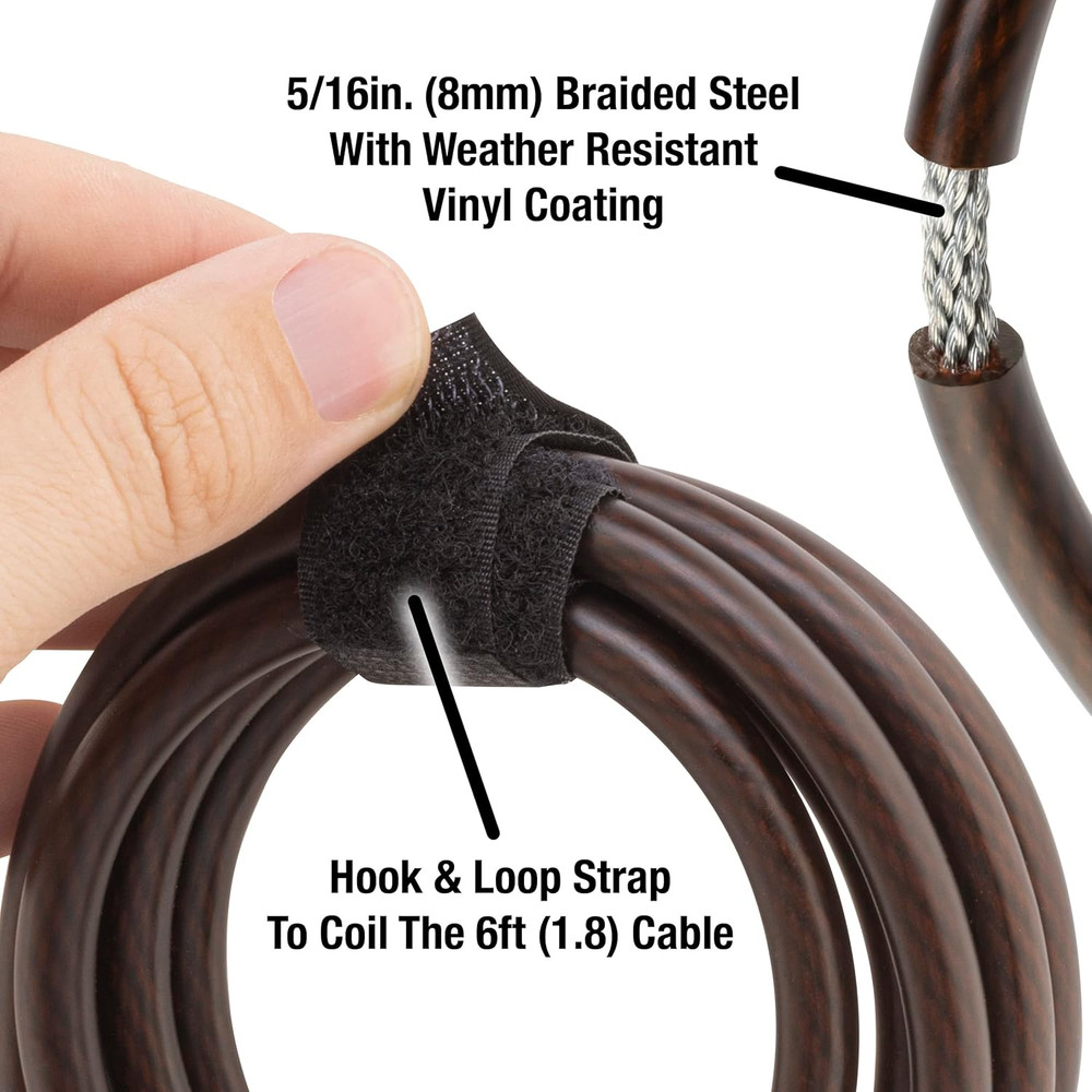 Cable Lock, Python Adjustable Keyed Cable Lock, 6 Ft. Long Cable, 2 Pack Mossy O