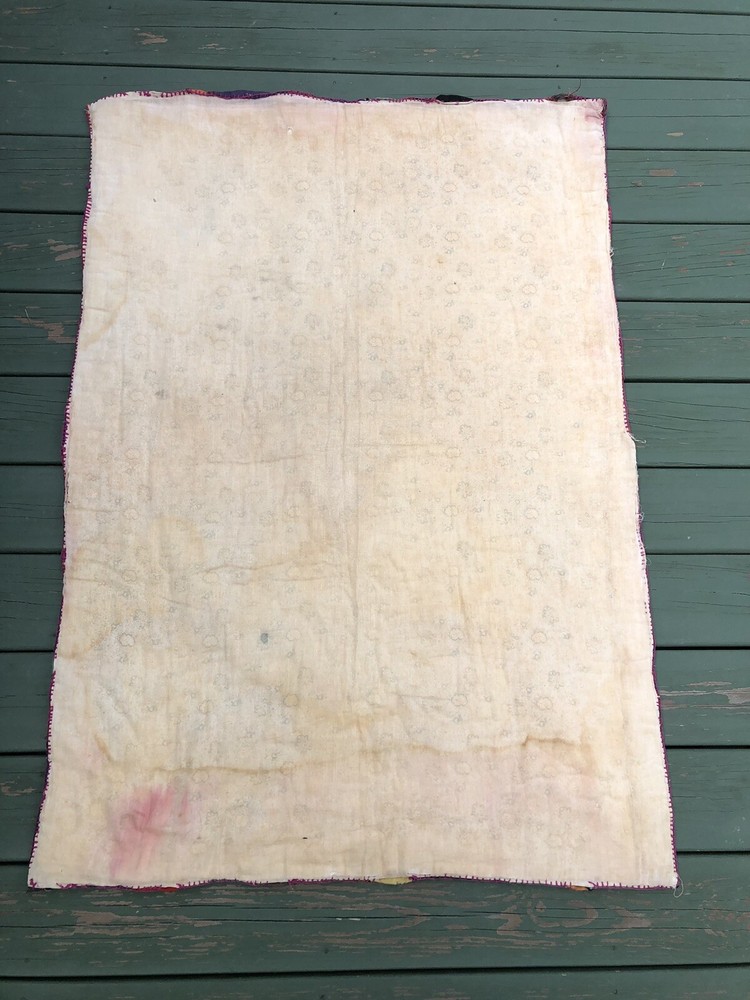 ANTIQUE VINTAGE ORIGINAL HANDMADE PATCHWORK CRAZY QUILT