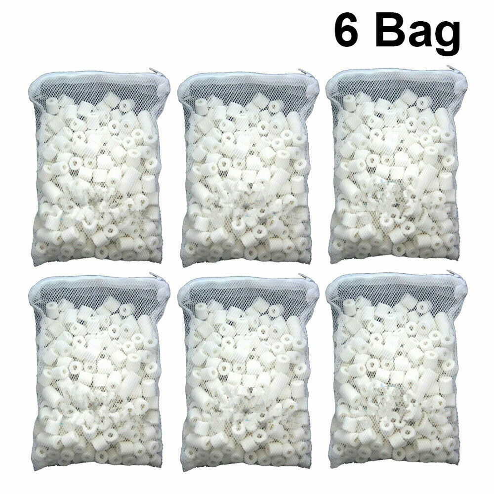Aquarium Bio Ceramic Rings 6 lbs in 6 Filter Media Bags for Fish Canister Filter