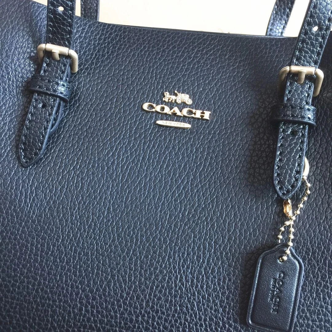 COACH C4084 Mollie Tote 25 Double Faced Crossgrain Leather Black Outlet New!