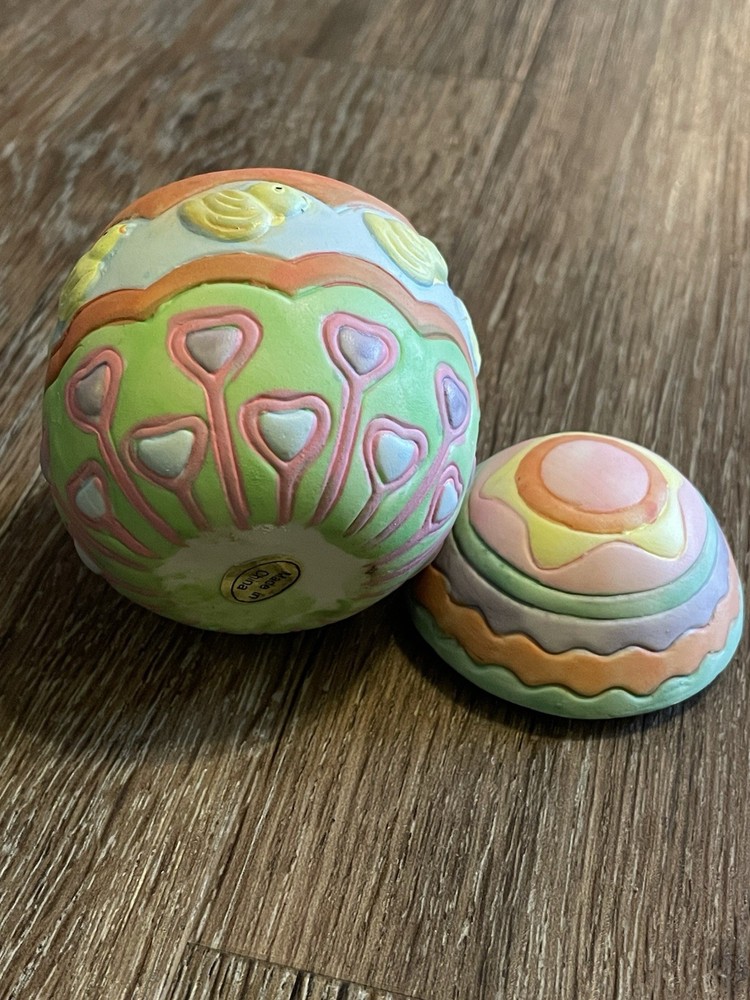 NEW Open BOX Ceramic Easter Egg Candles 6 pc. Unscented Hand Painted Colors