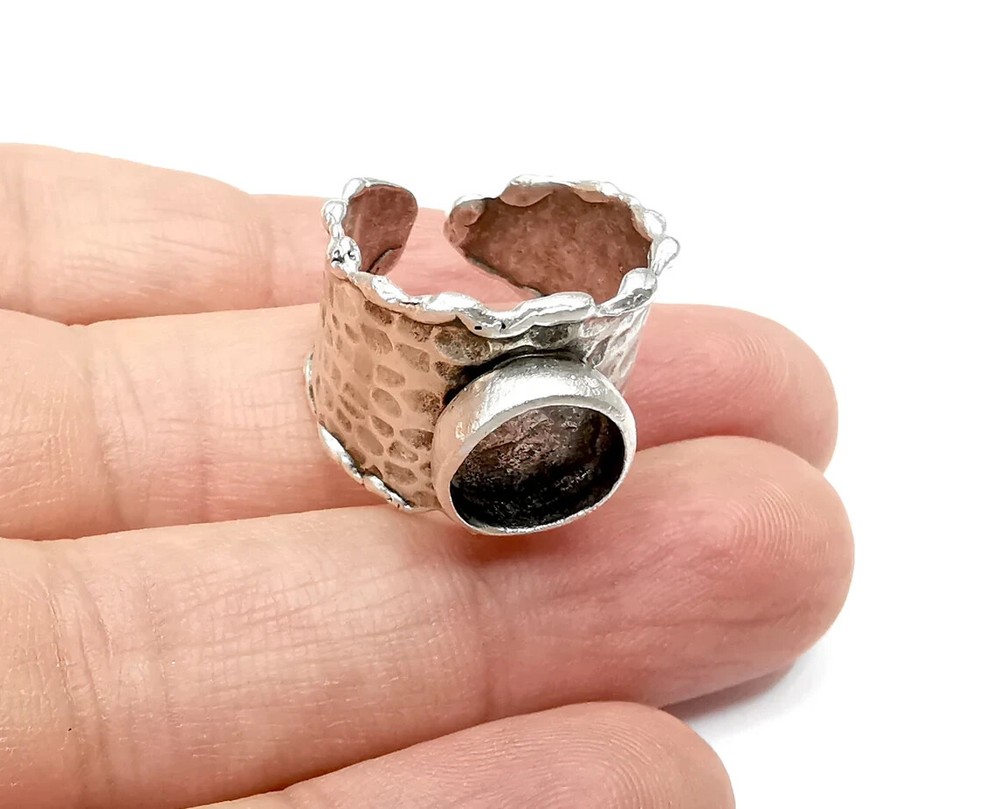 Branch Tube Ring Blank Setting, Cabochon Mounting, Adjustable Resin Ring Base