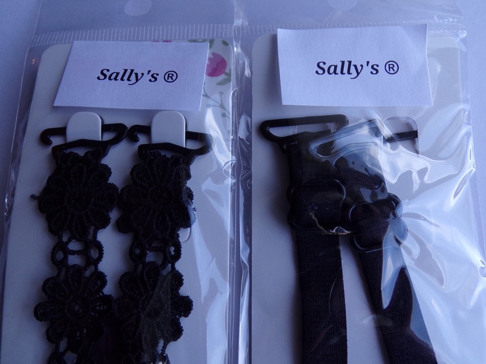 BRA STRAPS REPLACEMENTS - FLOWER - ADJUSTABLE - 2 CM WIDTH BLACK / WHITE / PEACH