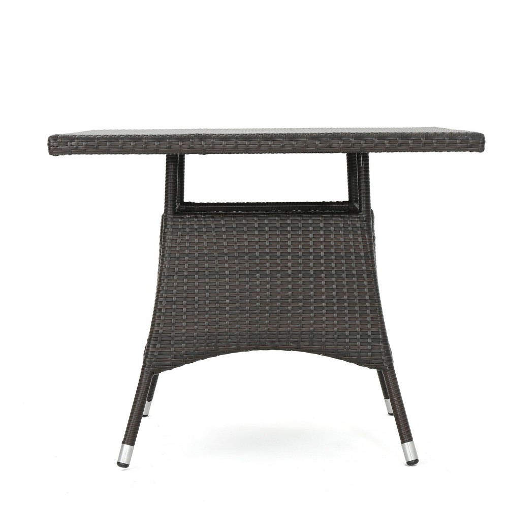 Clayton Outdoor 5pc Multibrown Wicker Square Dining Set