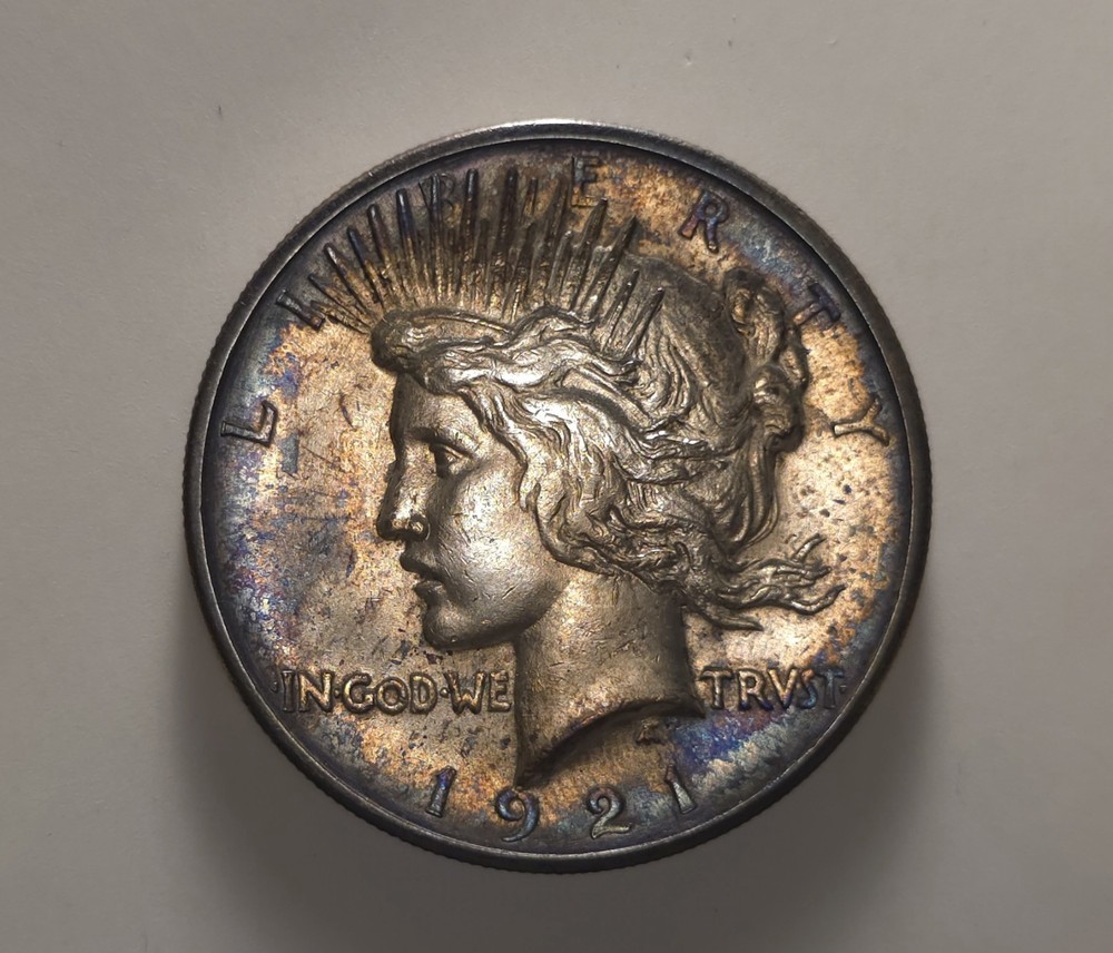1921 Peace Dollar $1 fantastically Toned GEM Extremely Sharp Strike