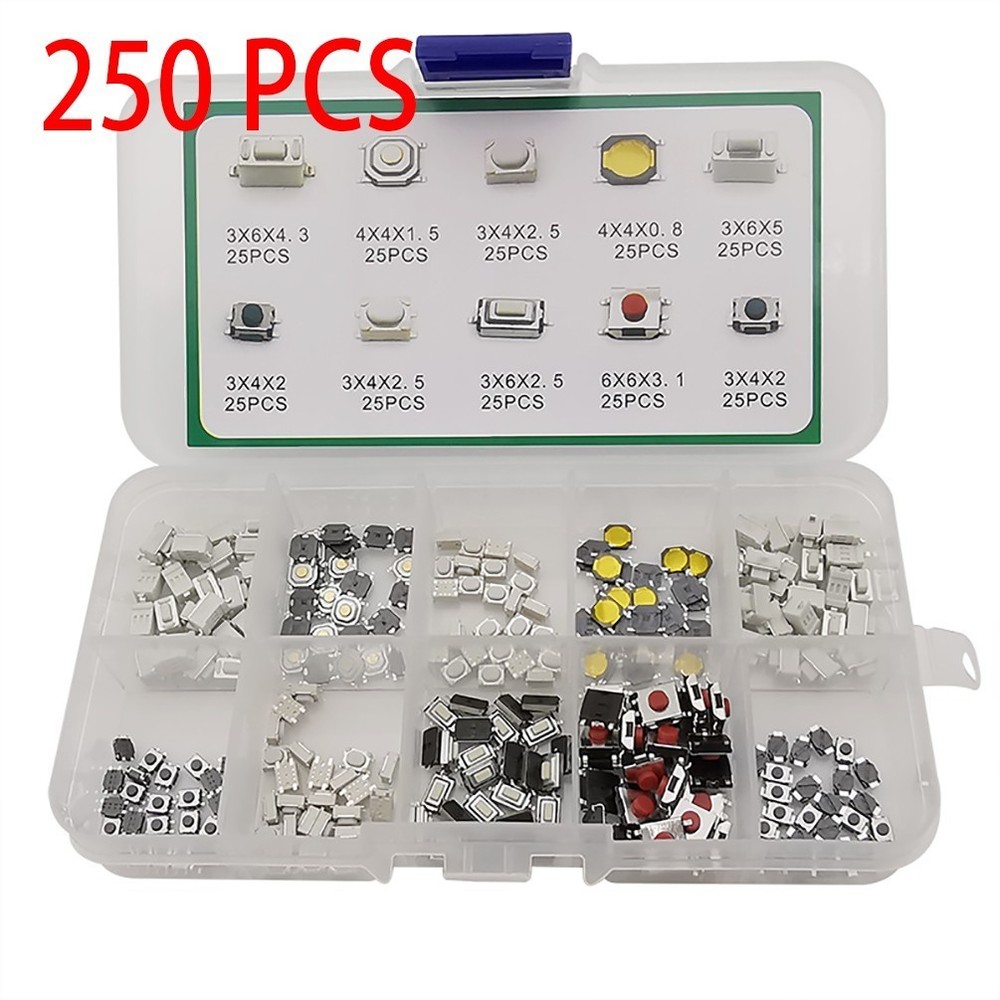 250* Values Tactile Push Button Micro-Momentary-Tact-Assortment Kit For