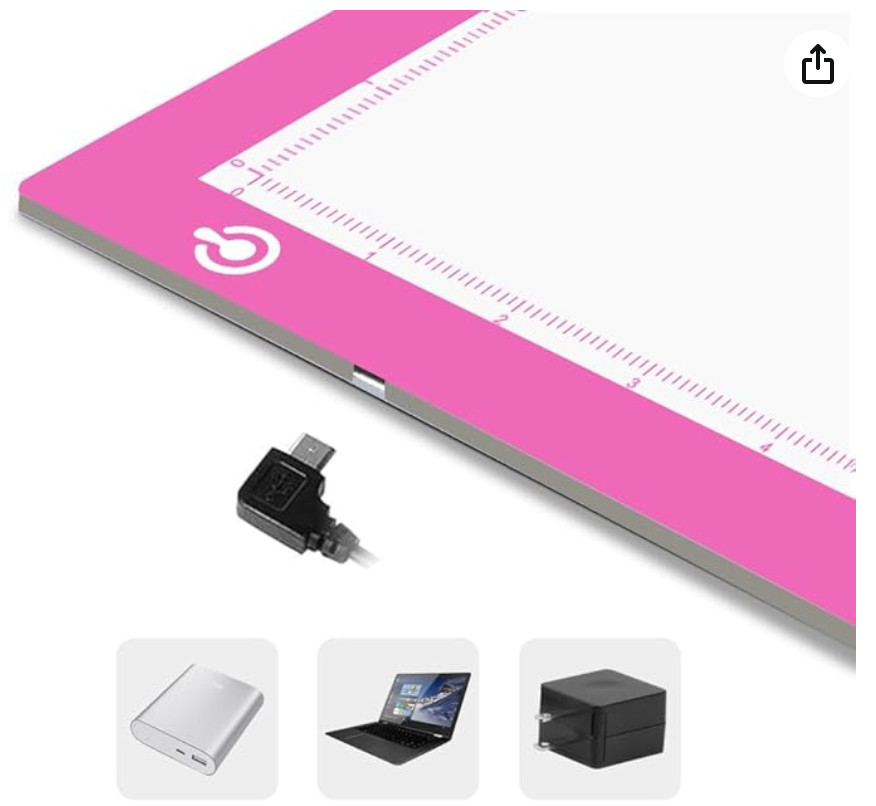 Portable A4 LED Copy Board Light Tracing Box, Pink Ultra-Thin Adjustable USB