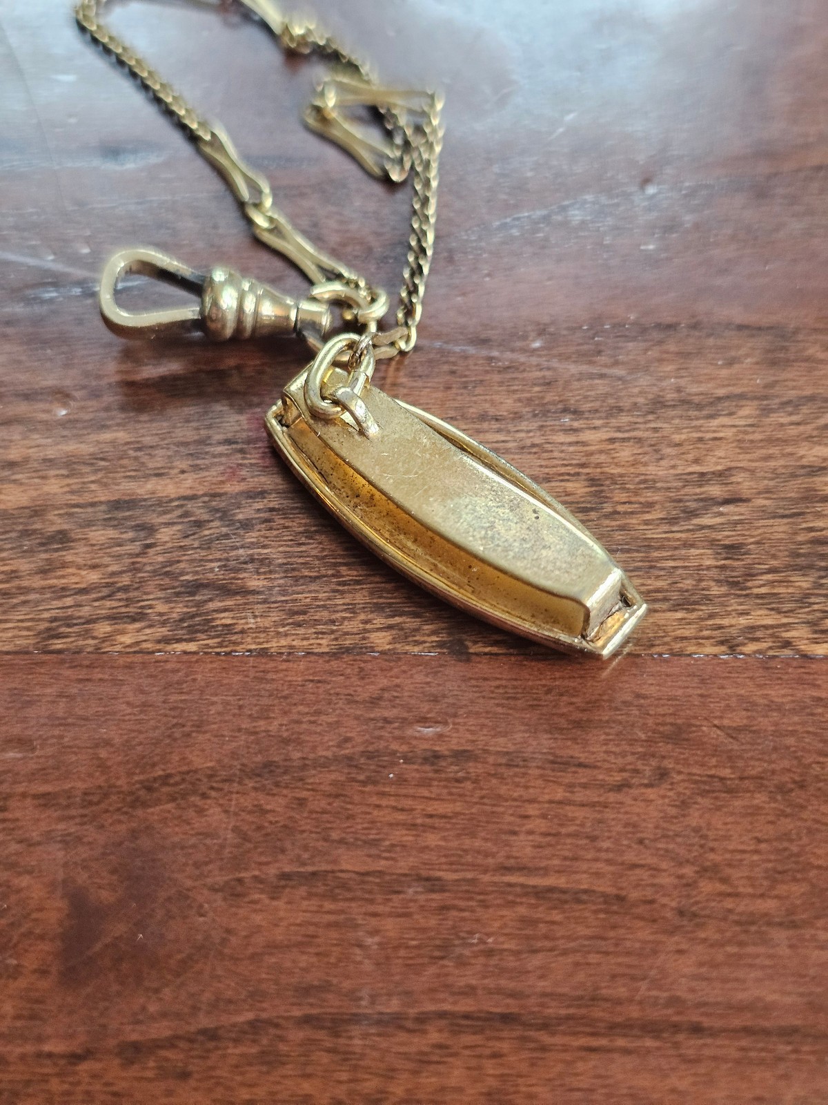 antique pocket watch belt clip- clasp marked 14k