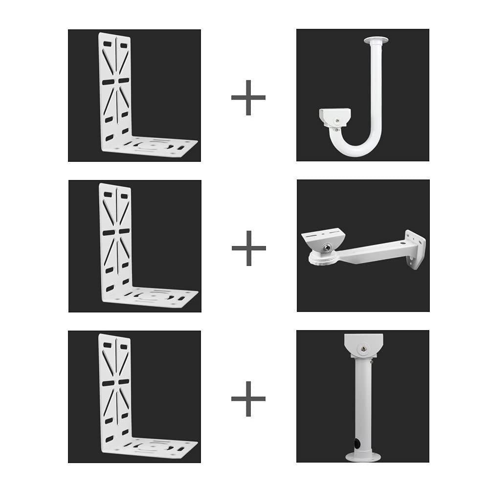 compcctv L-Shape Dome Camera Bracket,Universal Wall Ceiling Mount White