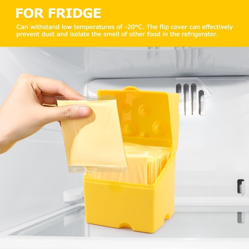 Sliced Cheese Storage Container, Plastic Cheese Slice Keeper for Fridge with But