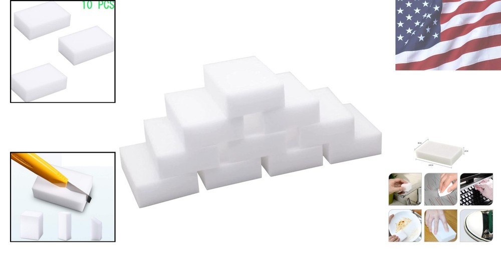 Versatile Cleaning Solution: 10 Pack Melamine Magic Sponge Erasers - 3.94x2.36in