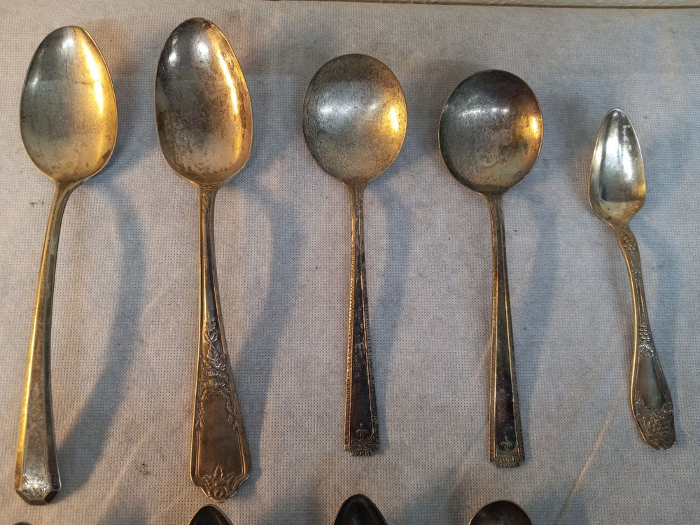 Lot of 11 Silver Plate SERVING SPOONS - Various Brands & Sizes