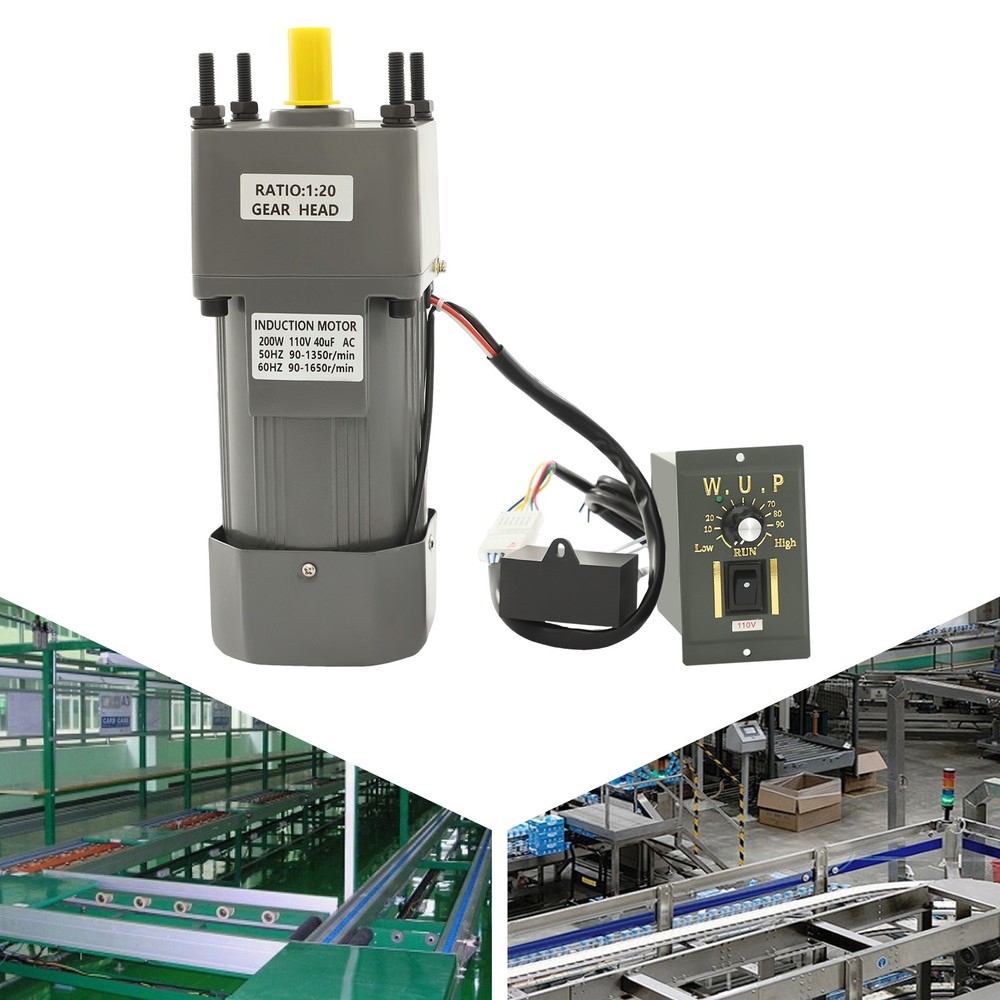 200W AC Gear Motor With Speed Controller Electric Variable Single-Phase 20K 110V