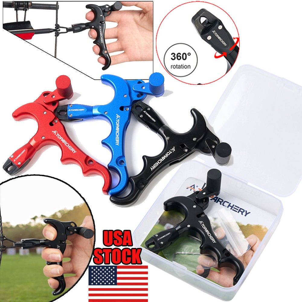 Archery 360° Rotation Release Aids for Compound Bow 4 Fingers Trigger Caliper US