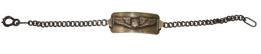 Original WWII US Army Air Force Pilot Wing ID Bracelet Sterling CA4