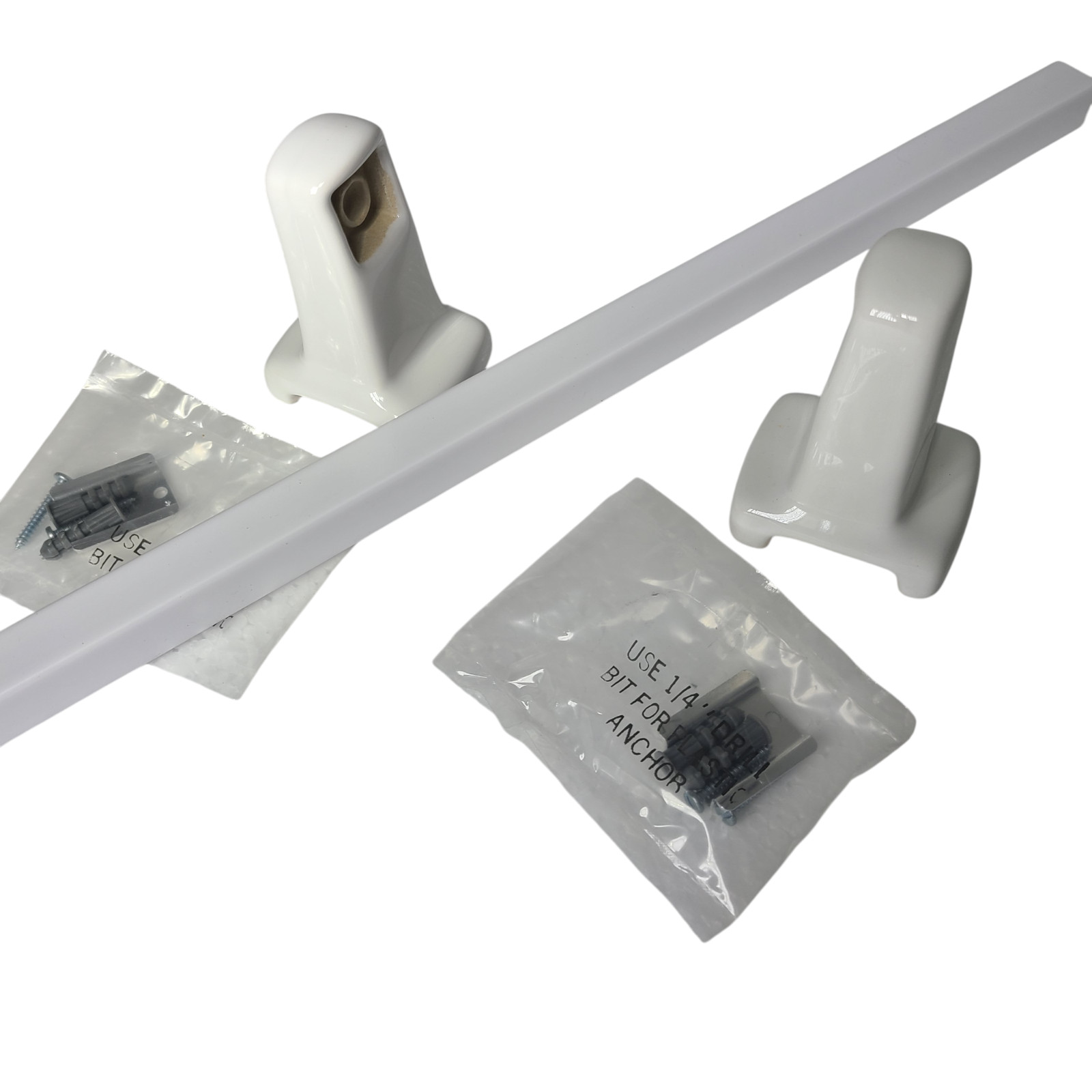 Vintage White Ceramic Towel Bar Rod Rack Post Holders Bracket Screw in Drywall