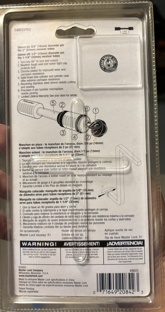 Master Lock Receiver Lock Pro Sport