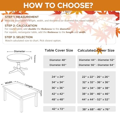 Fitted Square Tablecloth 36x36 Inch-2 Pack Rust Card Elastic Spandex Table