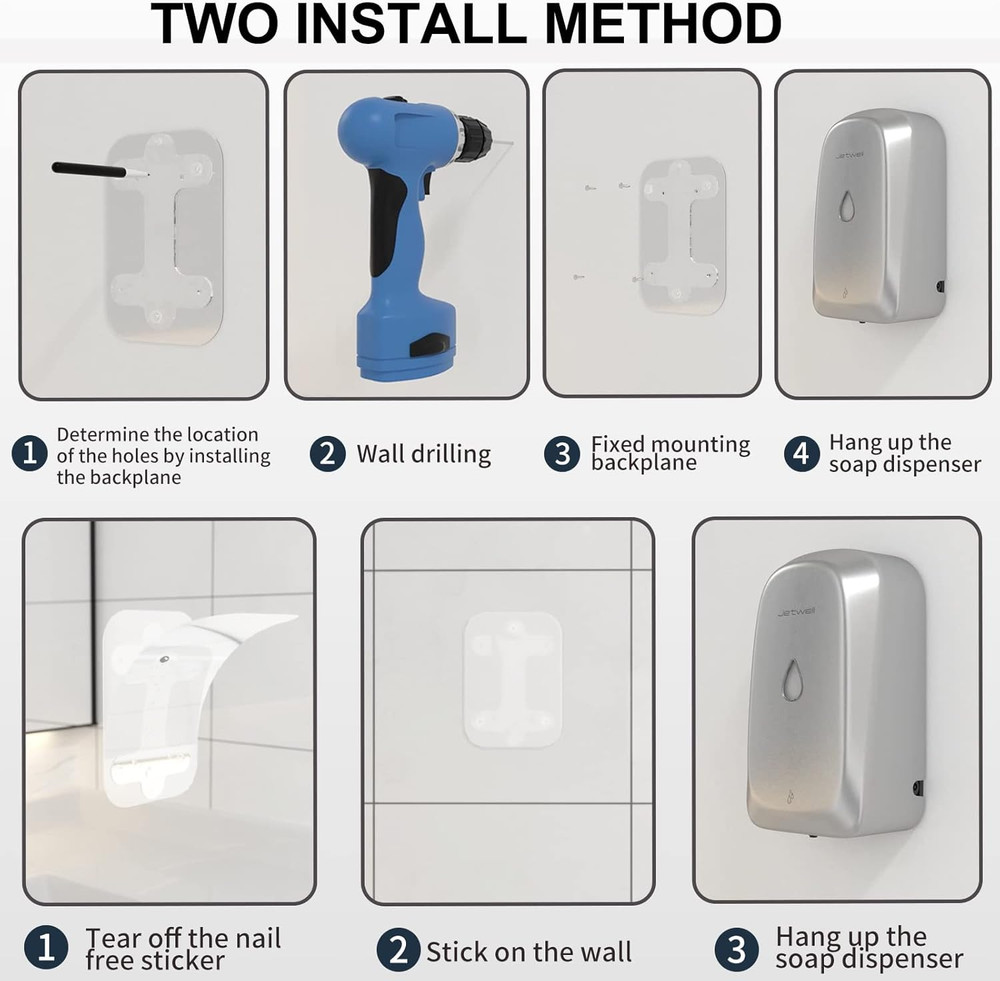 Touchless Wall Mount Soap Dispenser - 34oz Brushed Stainless Steel