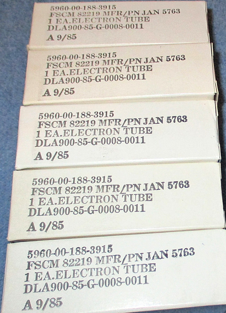 5 NOS Philips JAN ECG 5763 Vacuum Tubes for Jukeboxes, Communications Radios