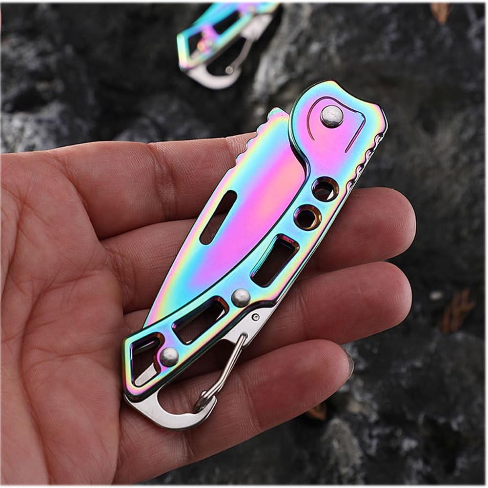Multicolor Titanium Pocket Knife – Compact Folding Tool with Key Ring for EDC