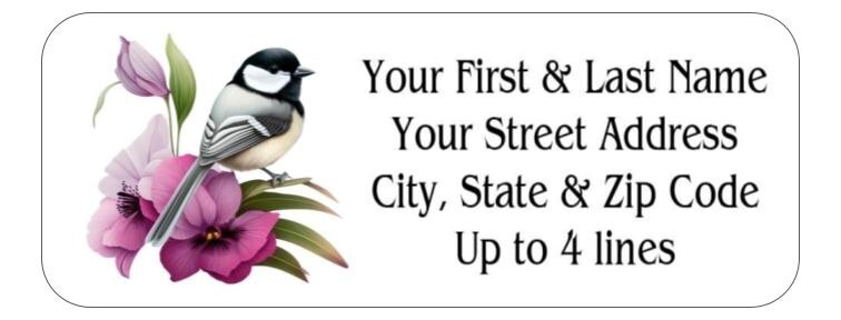 150 Beautiful Chickadee Flowers Pink Mailing Return Address Labels Personalized