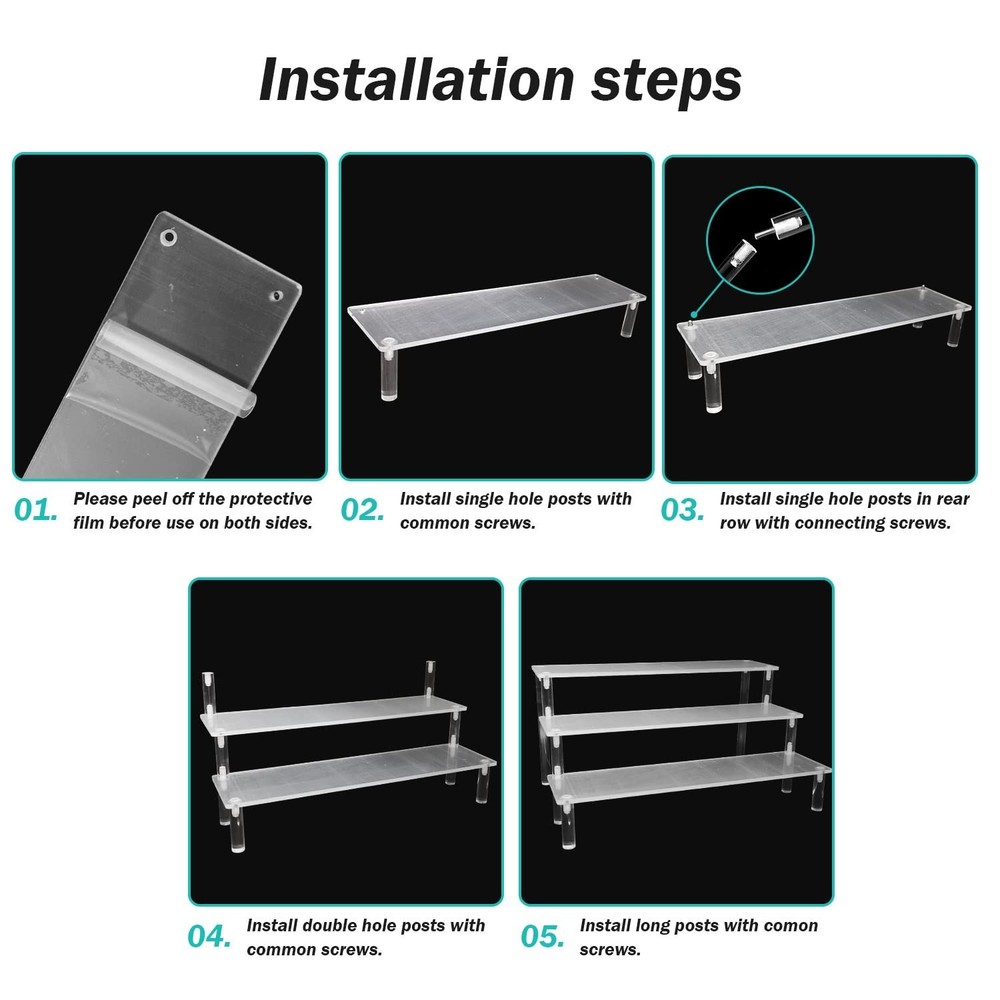Acrylic Display Risers,Clear Shelf 3 Tier Cupcake Display Stand Steps for Foo...