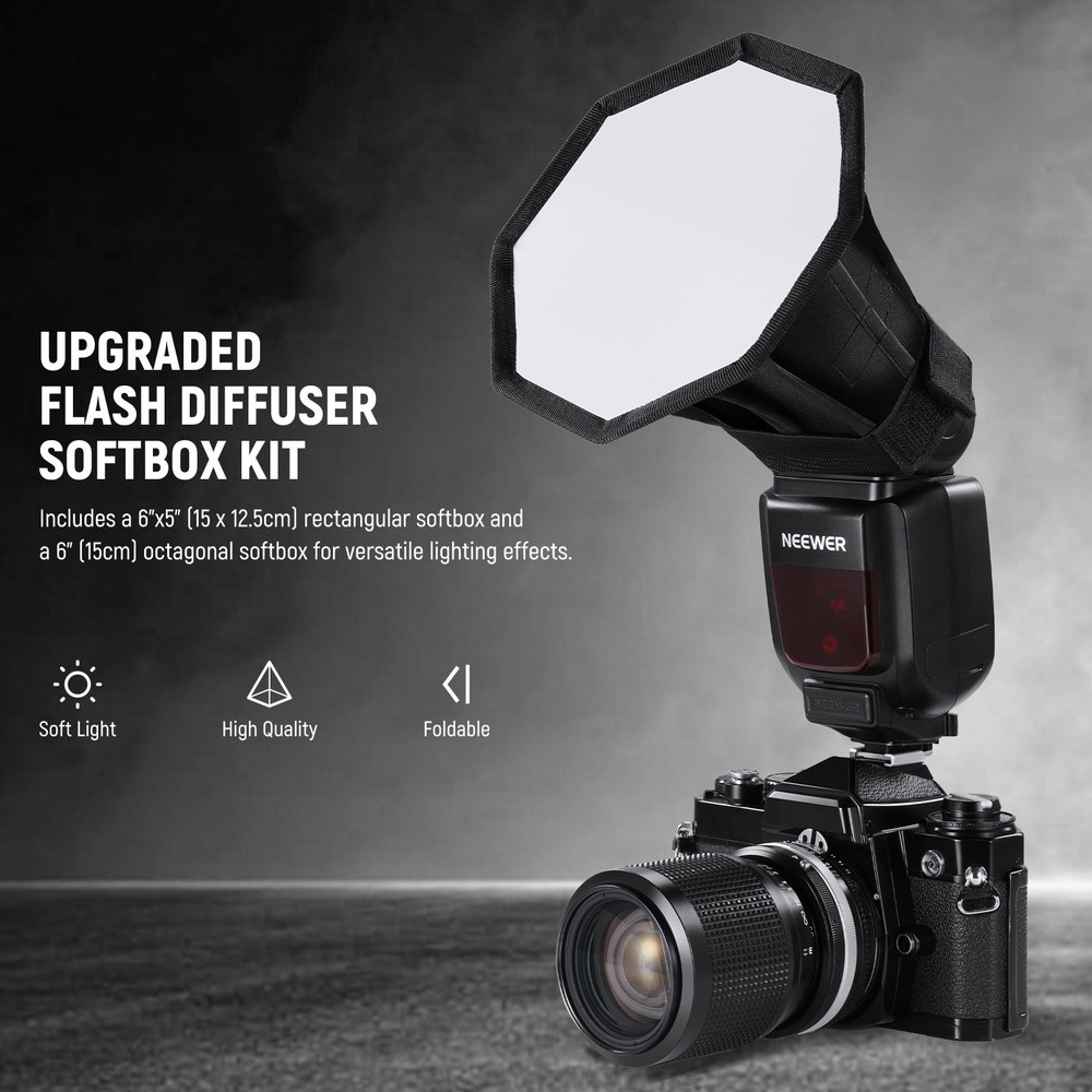 NEEWER NS5PD 2-Pack Flash Diffusers - Octagon/Rectangle for Godox