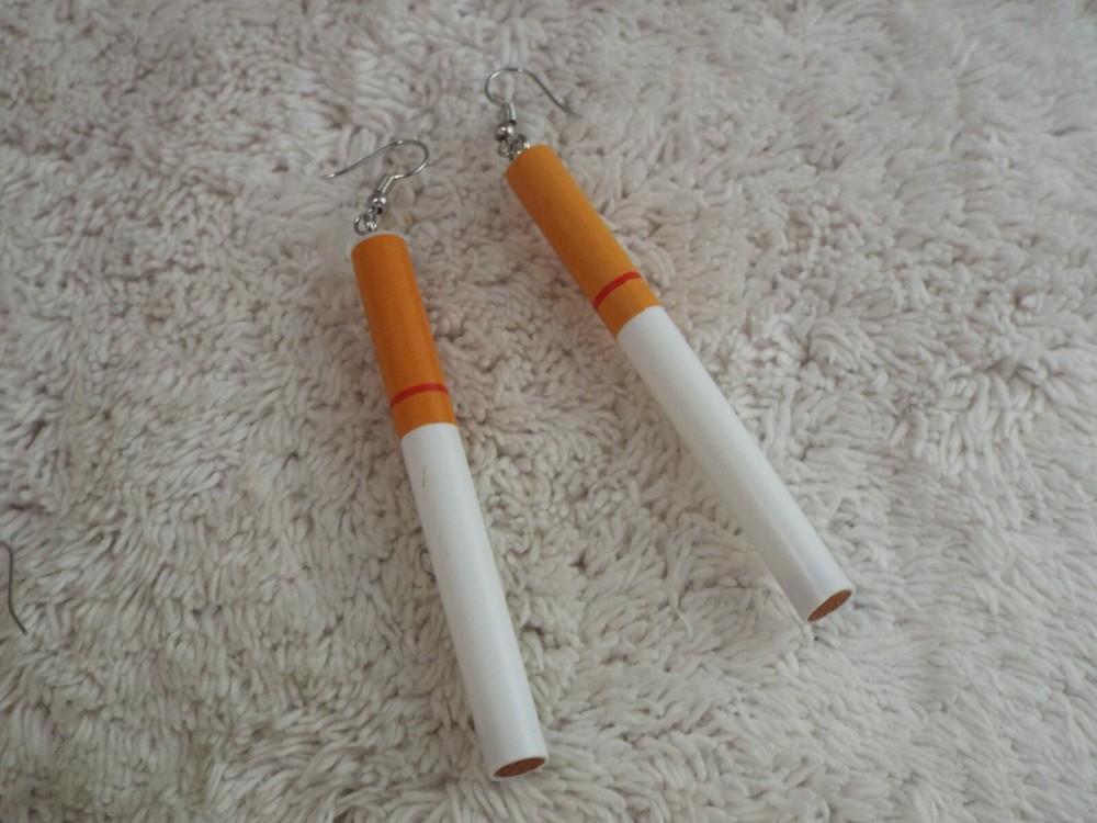 Cigarette Stick Bead Pierced Earrings (A74)