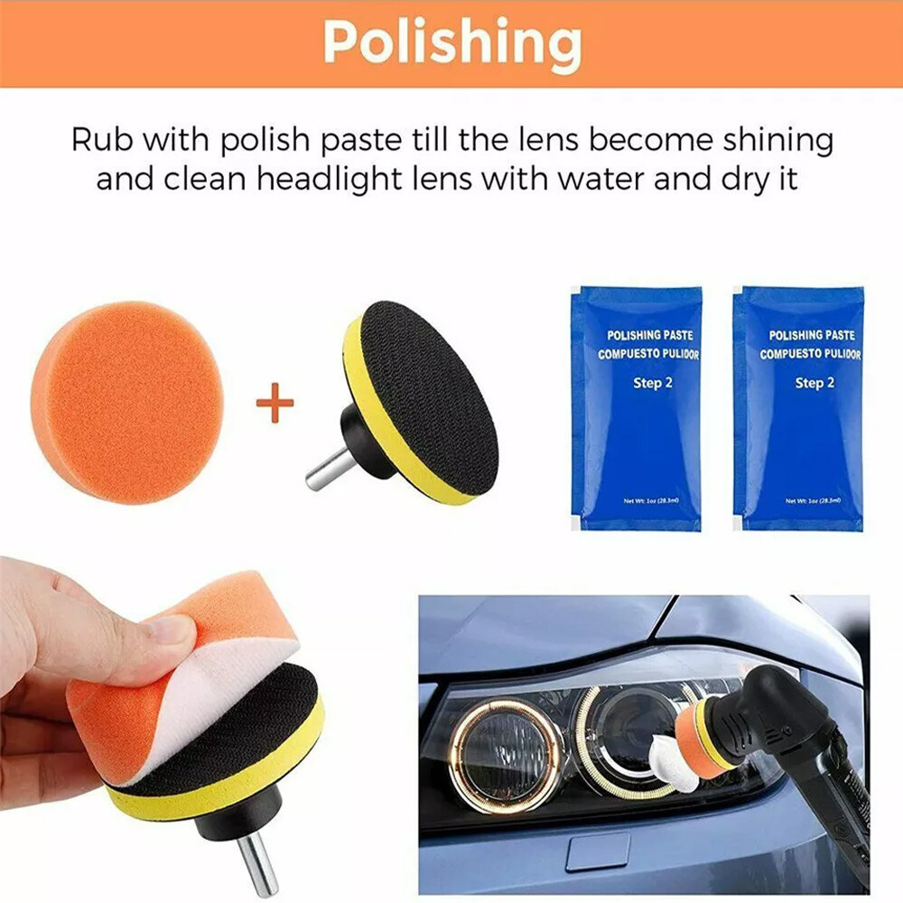 Headlight Restoration Polish Kit with Lens Tools