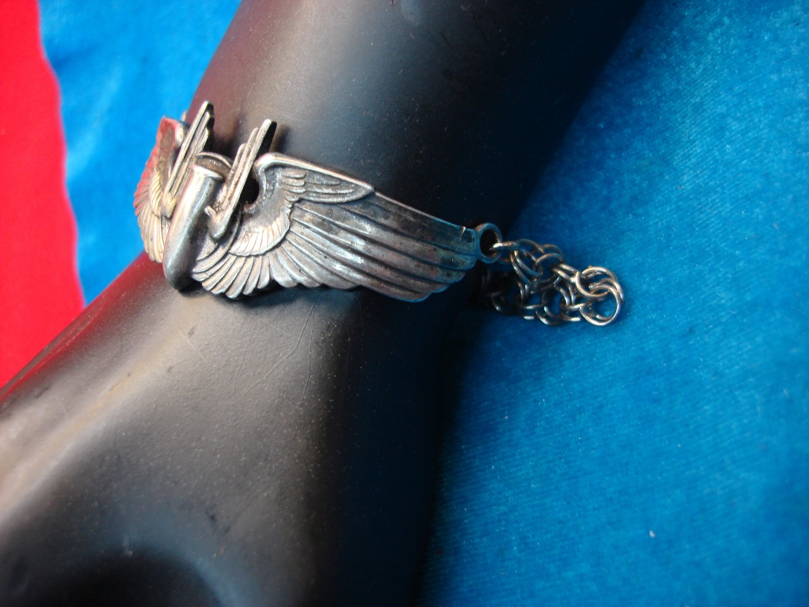 U.S. ARMY AIRFORCE AERIAL GUNNER WINGS CONVERTED TO BRACELET - STERLING SILVER