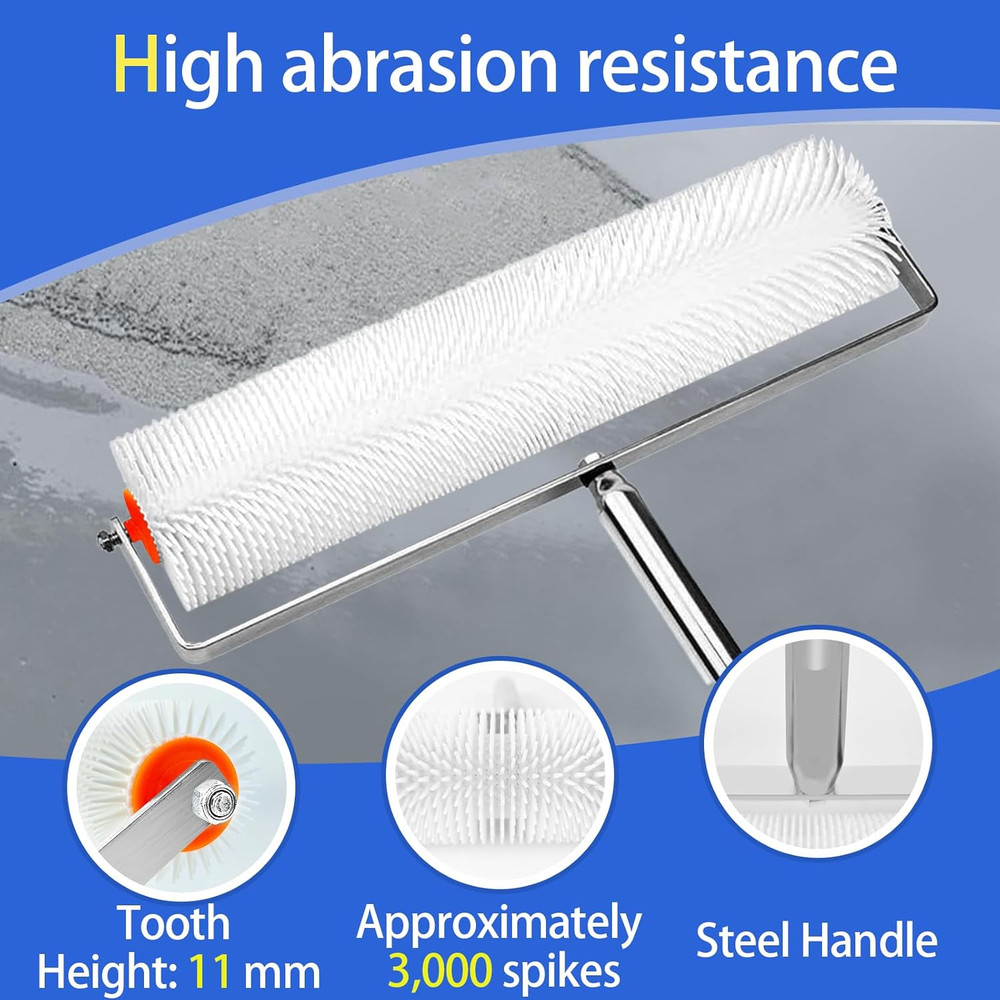 Self Leveling Concrete Tools, Stainless Steel Epoxy Squeegee, Spiked Roller for