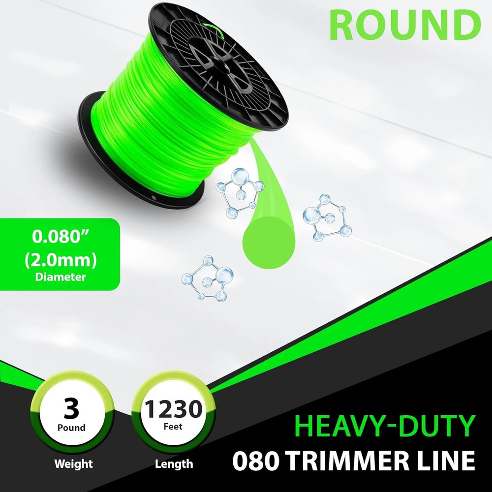 080 Trimmer Line Heavy Duty, Weed Eater String .080, Weed Wacker String .08