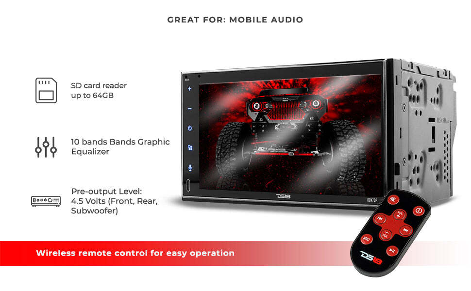DS18 7" Touchscreen Double 2-Din Receiver Stereo Bluetooth Apple CarPlay DDX7CP