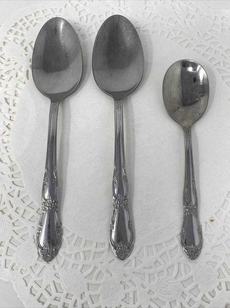 Rogers Oneida FENWAY Dream Glossy Stainless Set 2 Tablespoons & Sugar Spoon