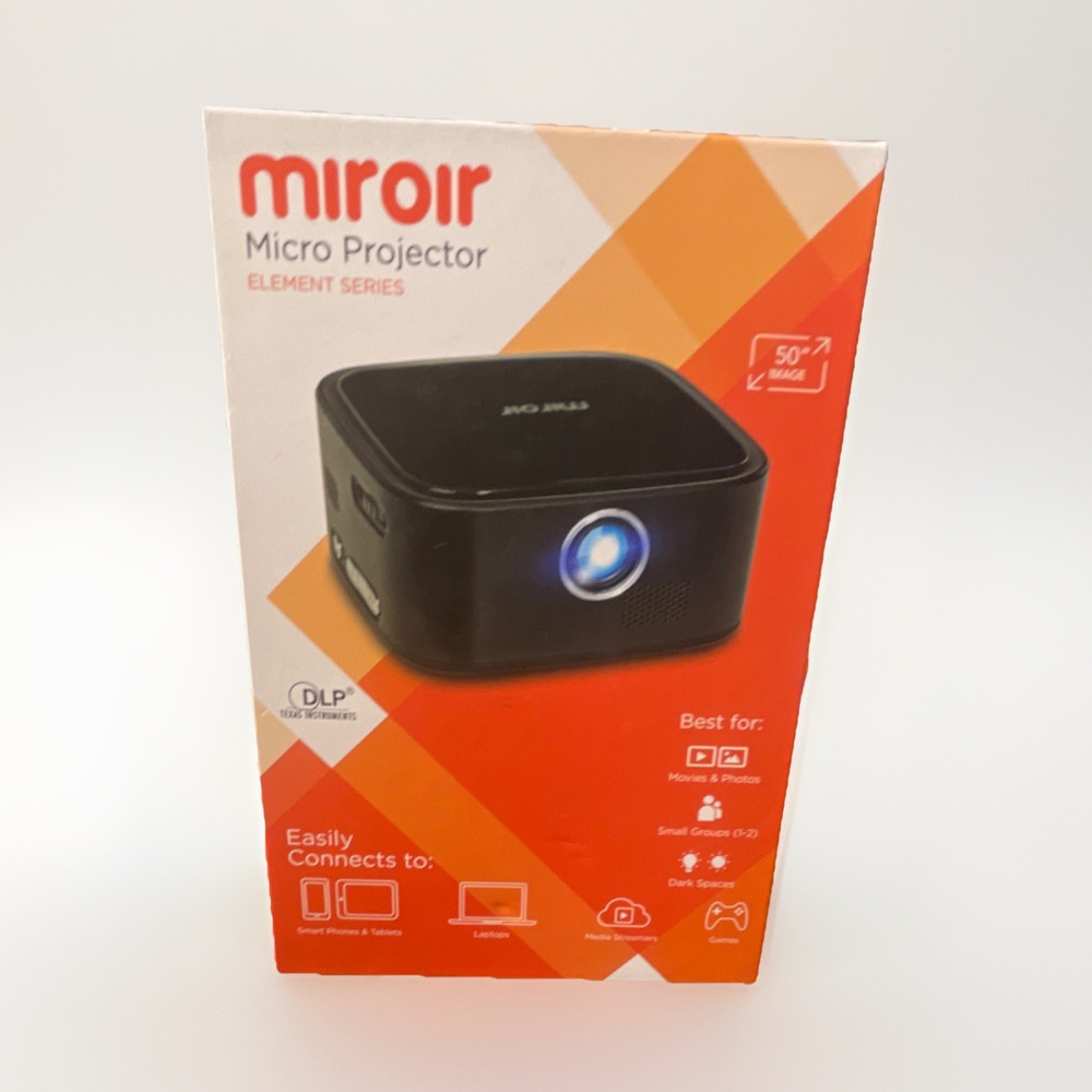 Miroir Micro Projector Element Series DLP Portable Desktop Projector, Black