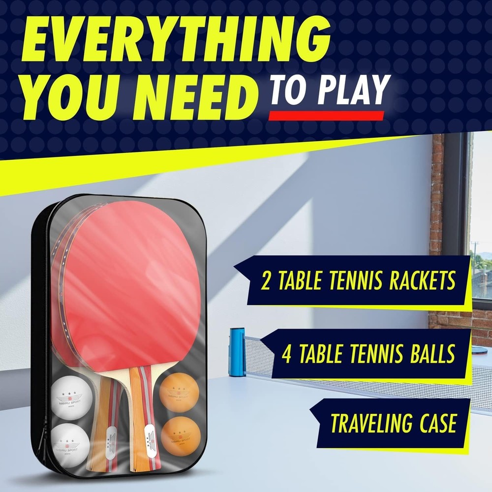 Professional Ping Pong Paddle Sets 2 Paddle/4 Paddle Table Tennis Set