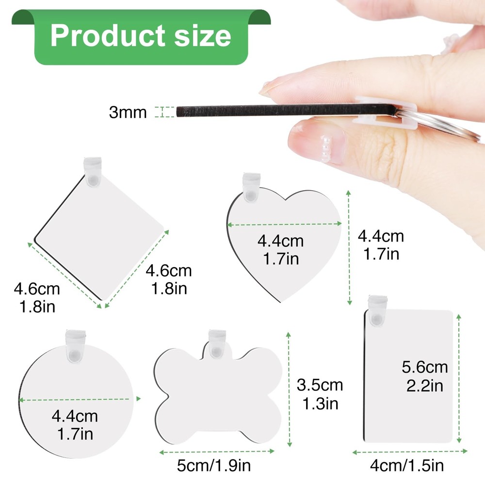 135Pcs Sublimation Keychain Blanks Bulk,MDF Keychain Double Sided Heat Transf...