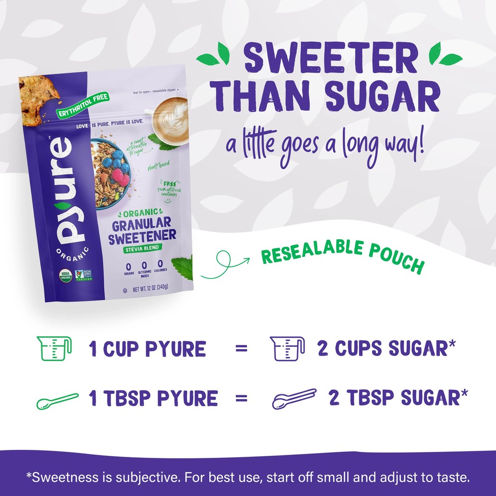 2 Pack Organic Stevia Sugar Substitute 12 oz
