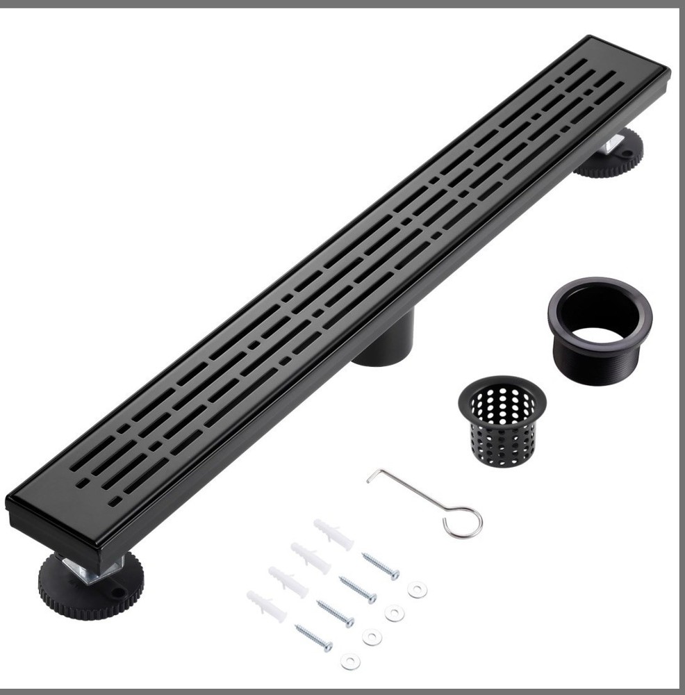 24 Inch Linear Shower Drain, Matte Black Shower Drain