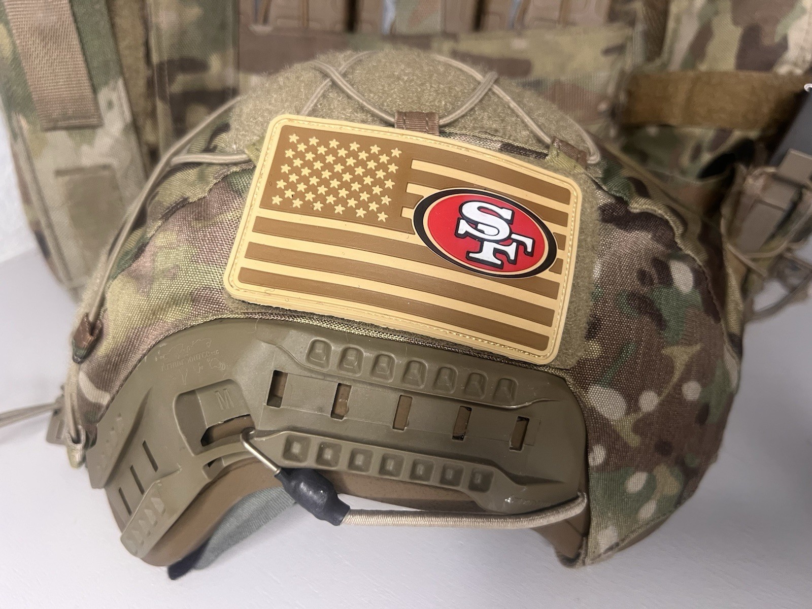 Military Combat American Flag San Francisco 49ers football PVC Patch W Vlcro