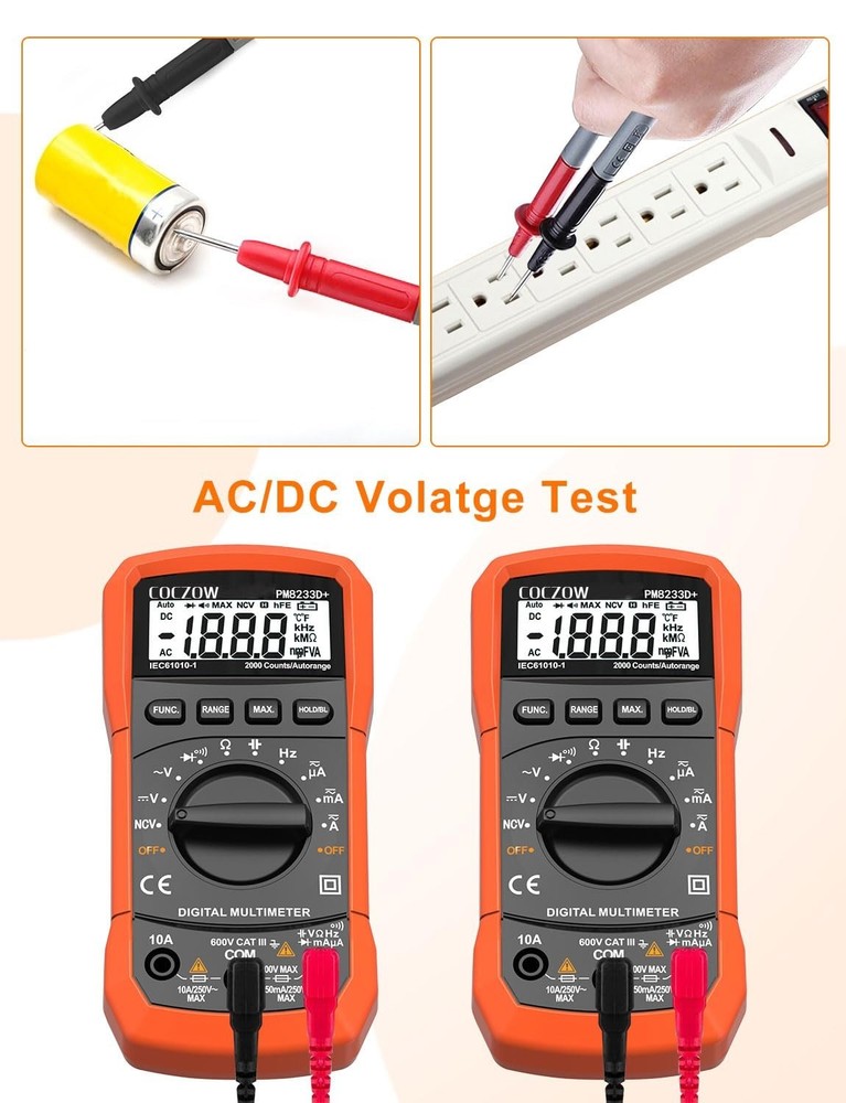 Digital Multimeter,Multimeter Tester, High Sensitivity Voltmeter Ammeter Ohmm...