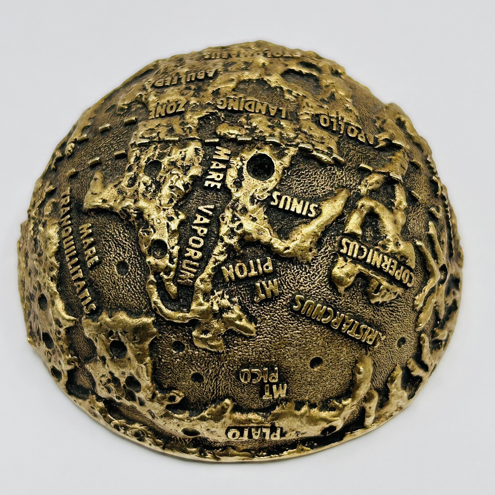 Vintage Apollo 11 Moon Landing Brass Paper Weight Robertson Aircrafts Astronauts