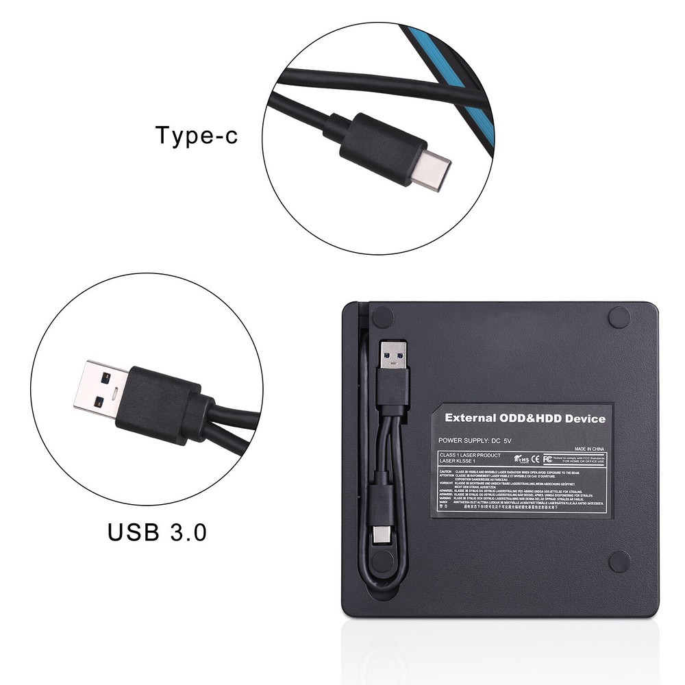 USB 3.0 Type-C External Optical Drive CD Burner CD/DVD Player TF/SD Card Reader