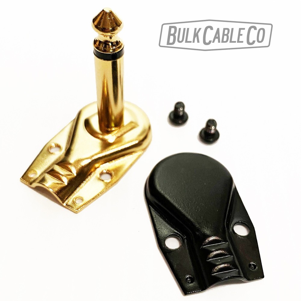1 Pack - 1/4" Right Angle Pancake Gold/Black Connector Set - DIY Patch Cables